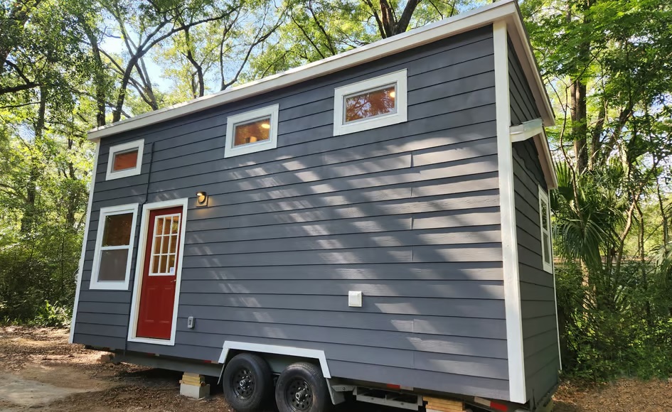 ADU Tiny Home Blue Grey Exterior ADU Tiny Home Blue Grey Exterior